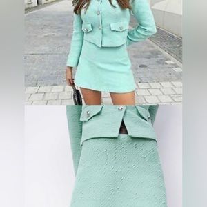 Zara Textured Mini Skirt in Mint Green